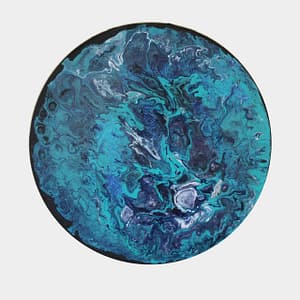 circular acrylic pour painting on canvas